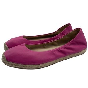 Via Spiga Slip On Espadrille Shoes Pink Leather Flats Feminine Chic Casual Sz 7
